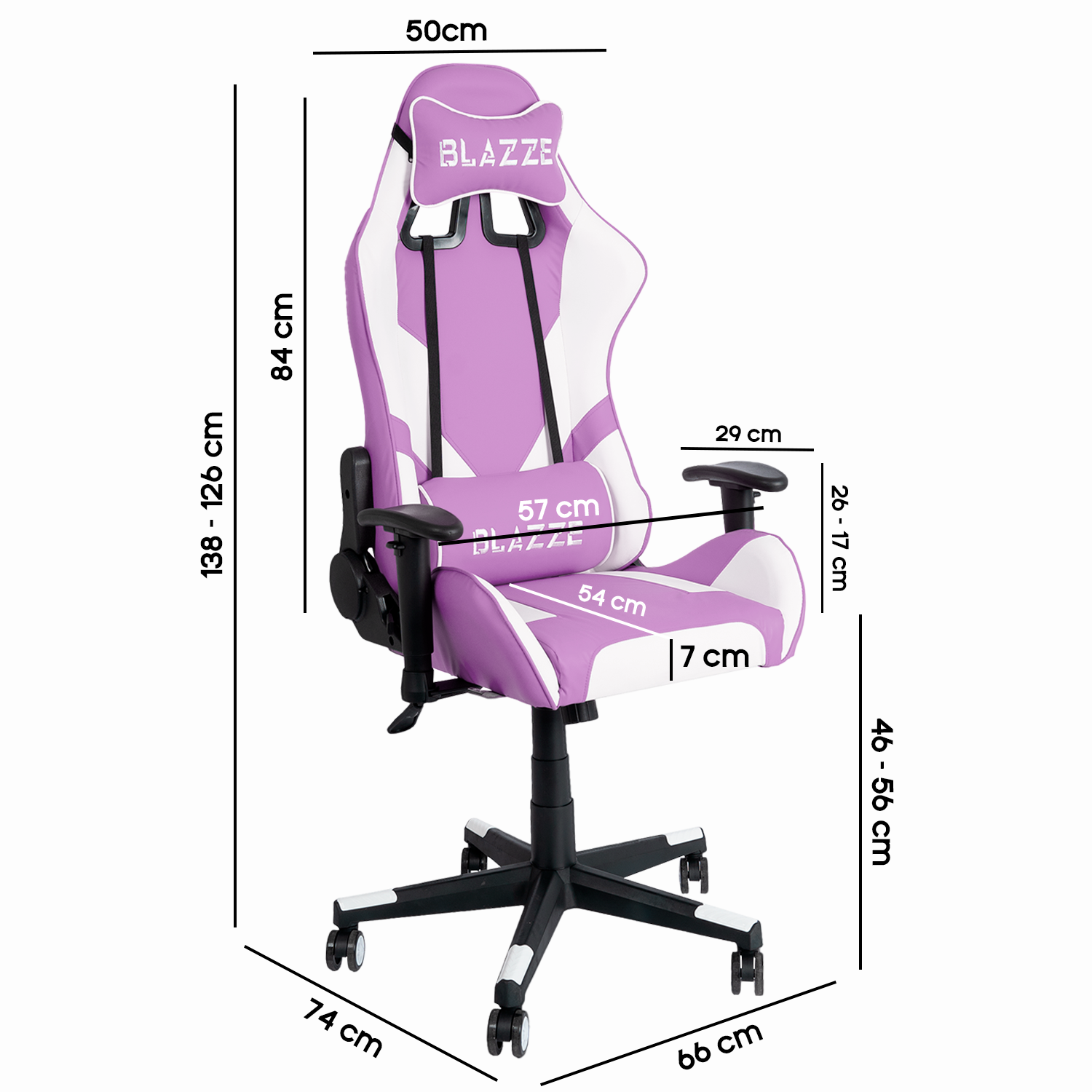 SILLA GAMER ERGONÓMICA 180° BLAZZE ÉXODO - NEGRO - 6