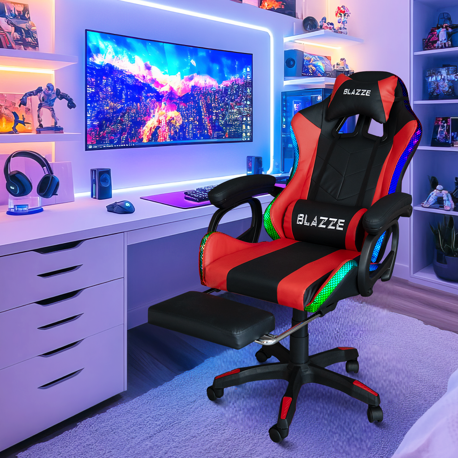 SILLA GAMER RGB ERGONÓMICA BLAZZE BUFF - 2