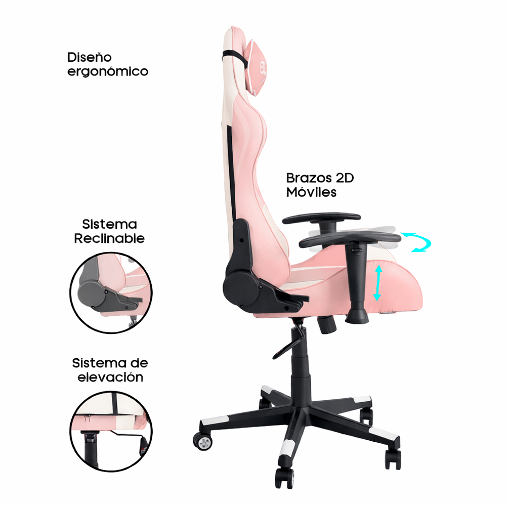 SILLA GAMER ERGONÓMICA 180° BLAZZE ÉXODO - ROSA - 3
