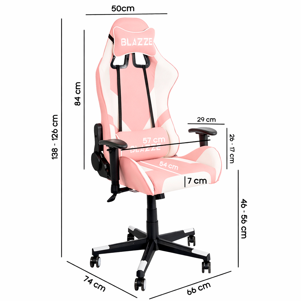 SILLA GAMER ERGONÓMICA 180° BLAZZE ÉXODO - ROSA - 6