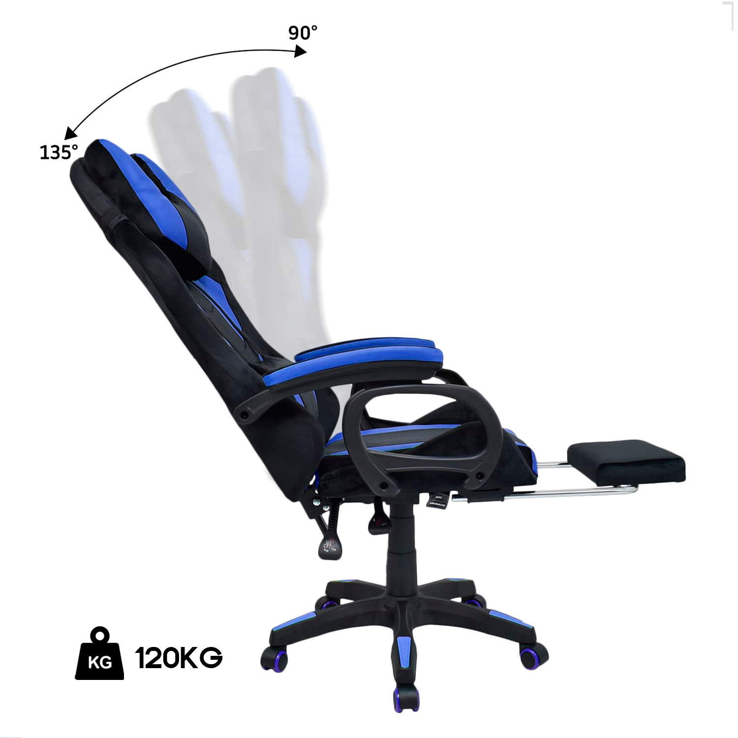 SILLA GAMER EXTINGTION SAPP GAMUZA CUERINA AZUL - 5