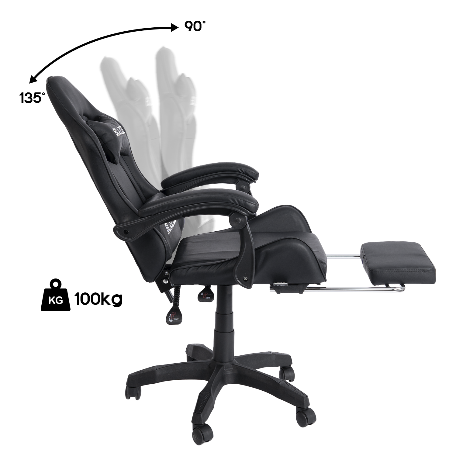 SILLA GAMER BLAZZE LOOT ERGONÓMICA CON REPOSAPIES NEGRO - 5
