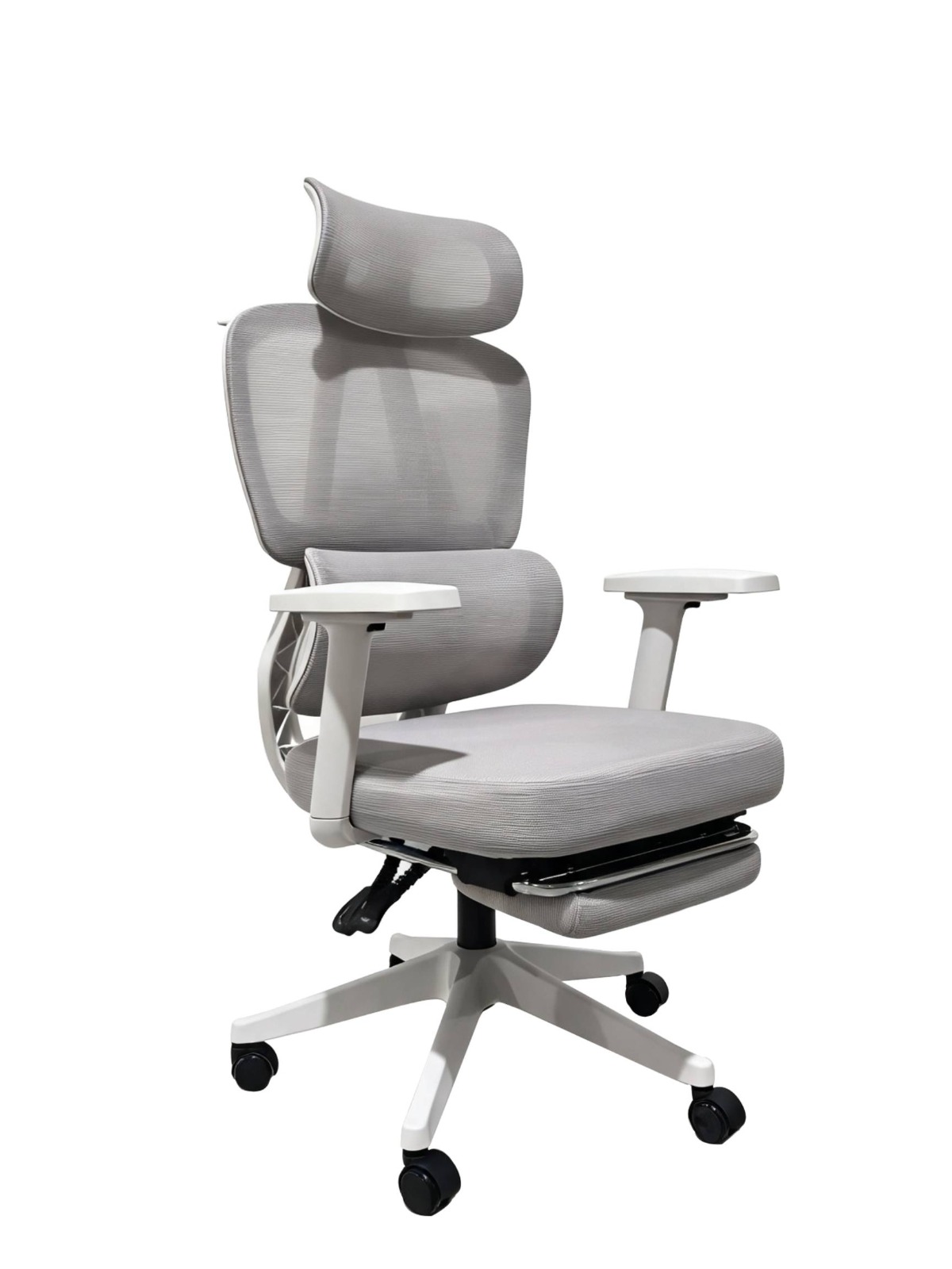 SILLA DE OFICINA INIUS BORK ERGONÓMICA RECLINABLE 135° CON REPOSABRAZOS 3D Y REPOSAPIÉS GRIS - 1