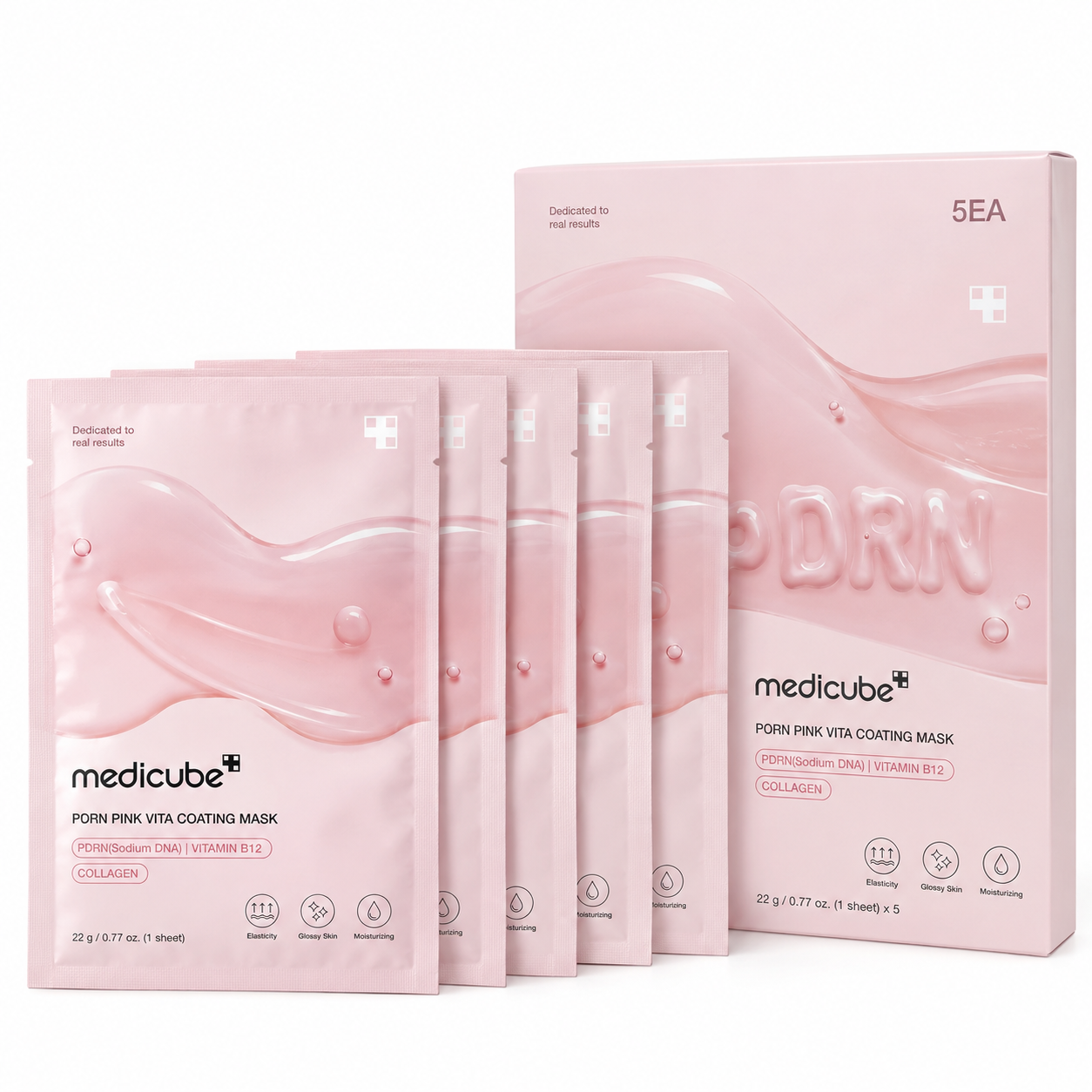MEDICUBE PDRN PINK VITA COATING MASK - PACK X 5 MASCARILLAS - 1