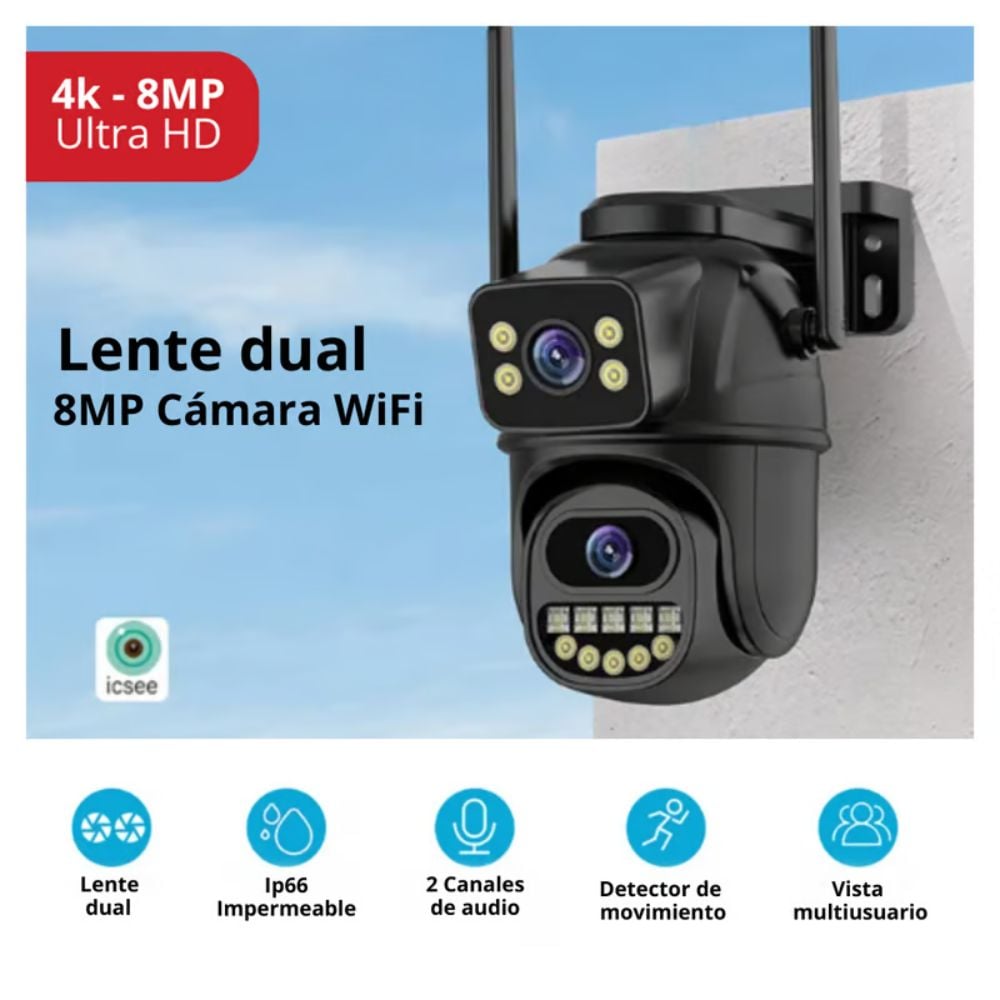 CAMARA DE SEGURIDAD SMART IP WIFI DOBLE LENTE 4K ULTRA HD - 2