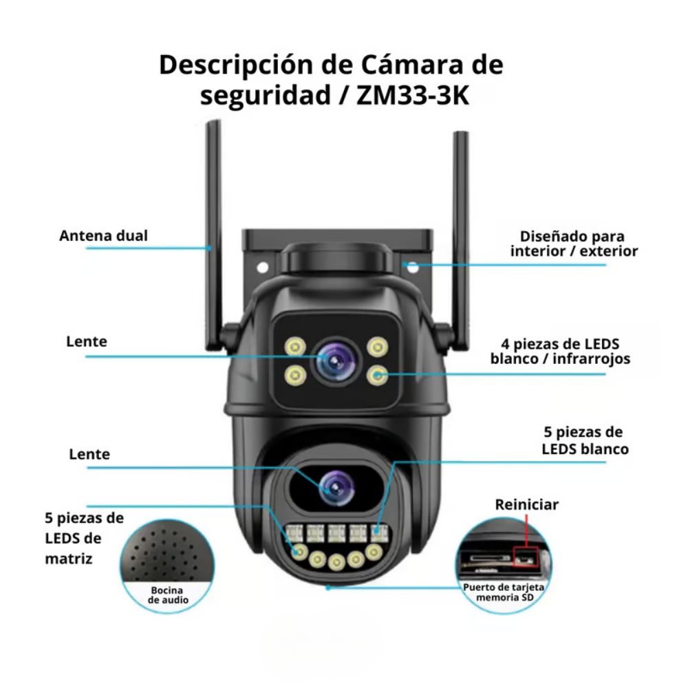 CAMARA DE SEGURIDAD SMART IP WIFI DOBLE LENTE 4K ULTRA HD - 4