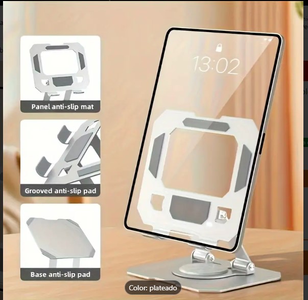 SOPORTE SEISA PARA TABLET ALUMINIO GIRATORIO 360° BASE PLEGABLE - 1
