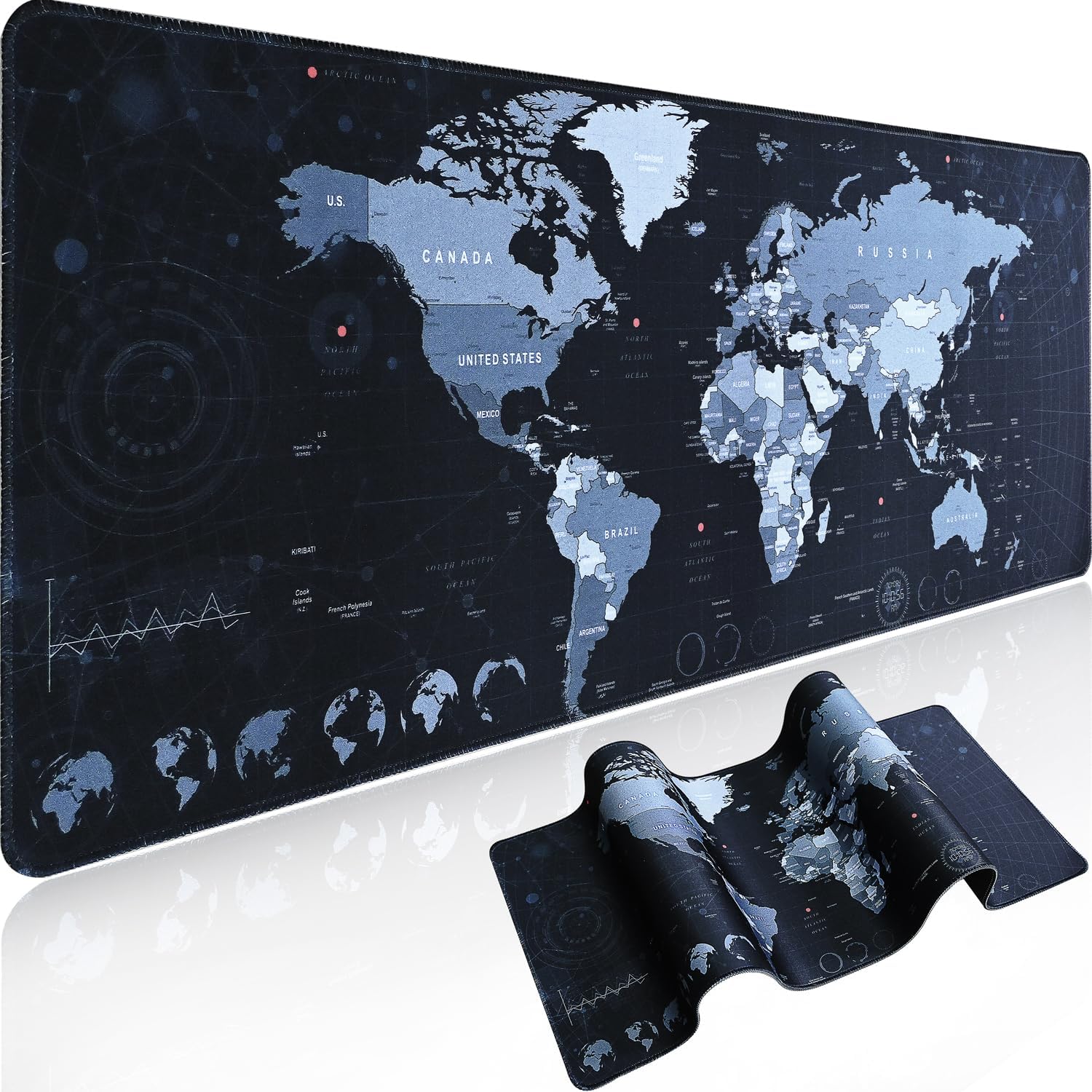 PAD MOUSE GAMER XL 80X30 CM ALFOMBRILLA ANTIDESLIZANTE MAPAMUNDI PARA COMPUTADORA Y GAMING - 2