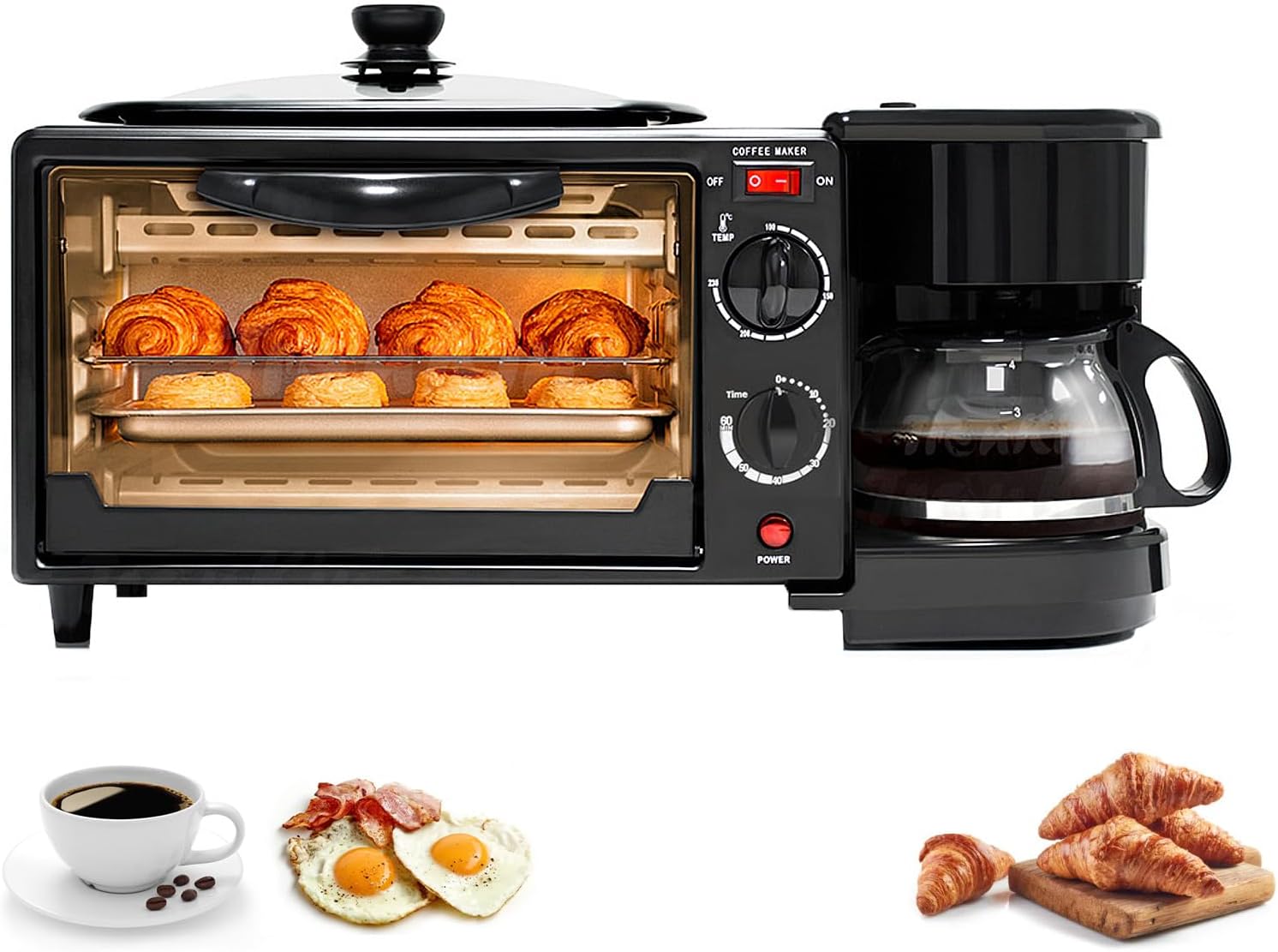 HORNO 3 EN 1 CENTRO DE DESAYUNO CON CAFETERA Y SARTÉN ELÉCTRICA - 2