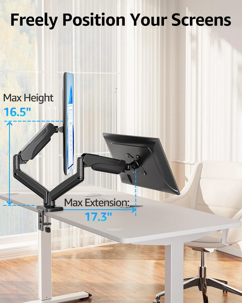 RACK SOPORTE BRAZO PARA 2 MONITOR 17 A 30 PULGADAS MESA O ESCRITORIO - 2