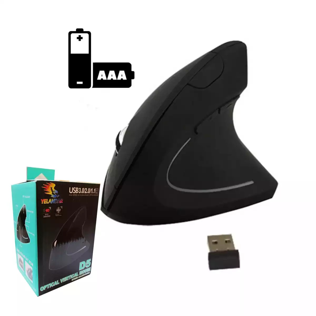 MOUSE ERGONÓMICO INALÁMBRICO 2,4 G MOUSE VERTICAL - 2