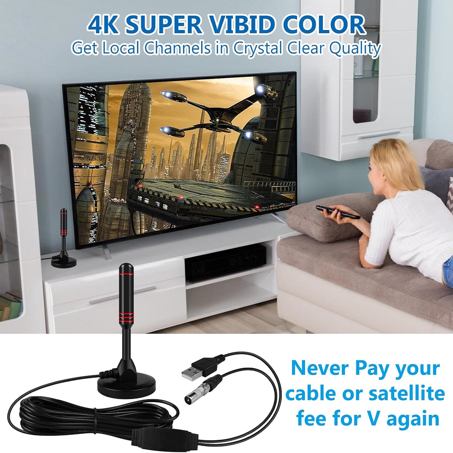 ANTENA DIGITAL TV HD PARA TV LCD SMART TV CON SEÑAL ABIERTA HD - 4