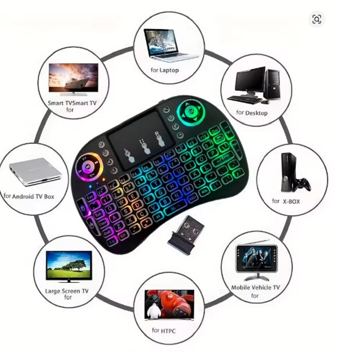 MINI TECLADO INALÁMBRICO TOUCHPAD MOUSE KEYBOARD SMART TV - 1