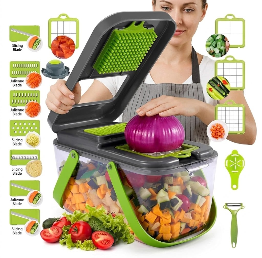 PICADOR DE VERDURAS ALIMENTOS FRUTAS RALLADOR CORTADOR - 1