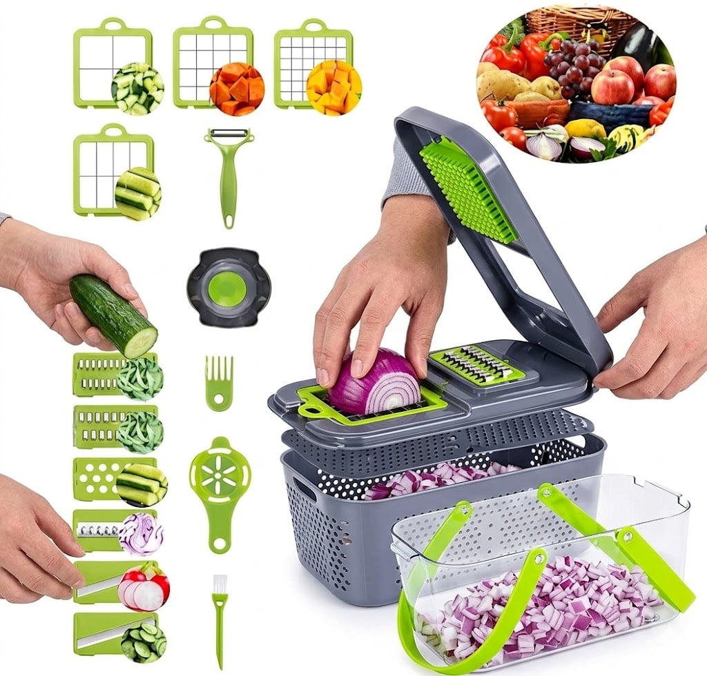 PICADOR DE VERDURAS ALIMENTOS FRUTAS RALLADOR CORTADOR - 3