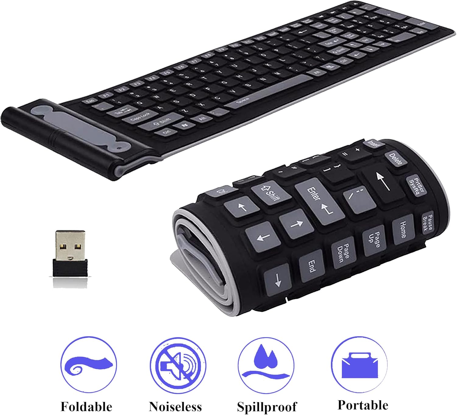 TECLADO INALÁMBRICO BLUETOOTH FLEXIBLE DE SILICONA 107 TECLAS PORTÁTIL - 1