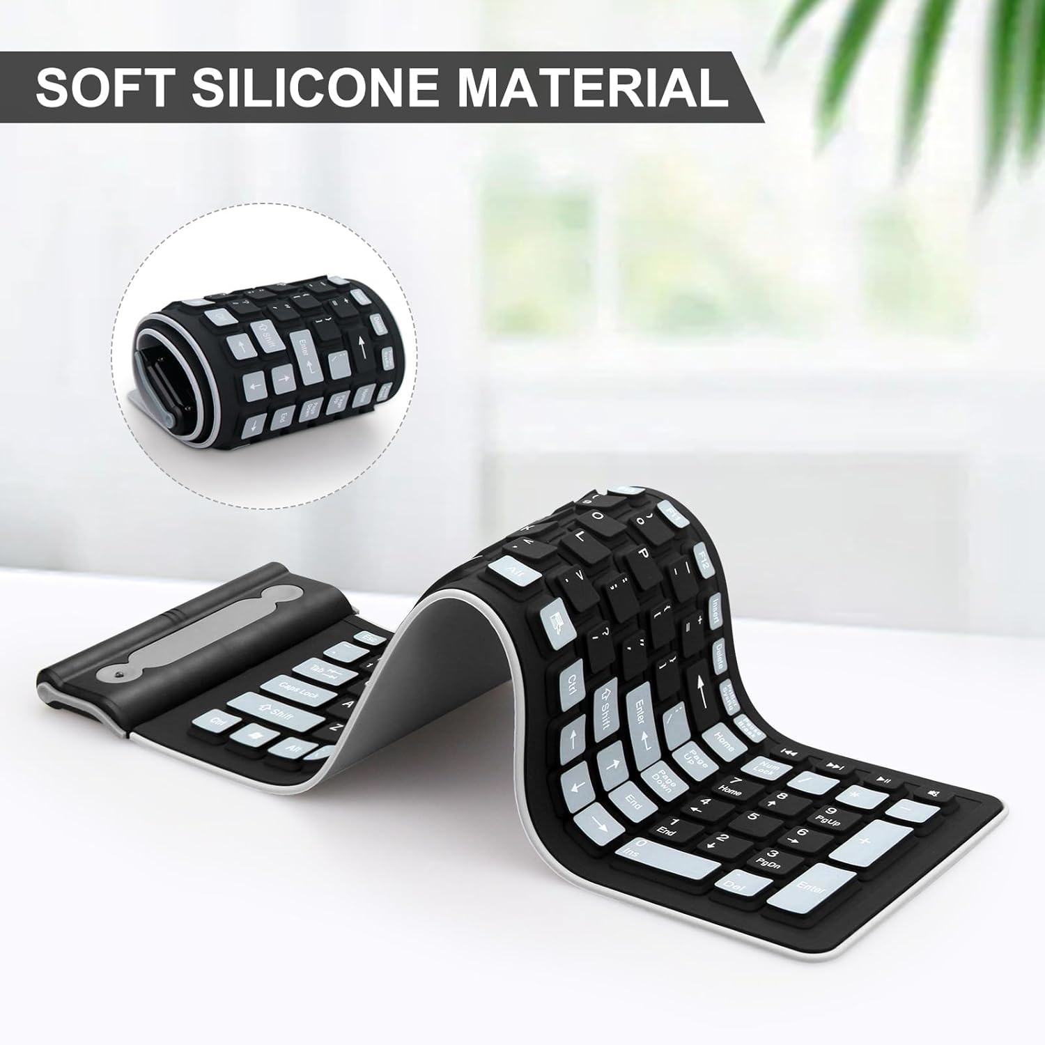 TECLADO INALÁMBRICO BLUETOOTH FLEXIBLE DE SILICONA 107 TECLAS PORTÁTIL - 2