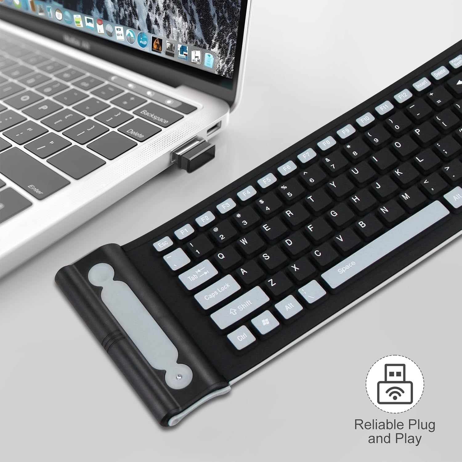 TECLADO INALÁMBRICO BLUETOOTH FLEXIBLE DE SILICONA 107 TECLAS PORTÁTIL - 4