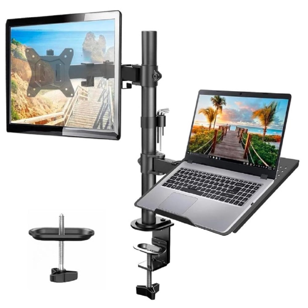 SOPORTE 2 EN 1 PARA MONITOR Y LAPTOP 13-32' Y LAPTOP DE 10 A 17' CON BRAZO ARTICULADO ERGONÓMICO - 1