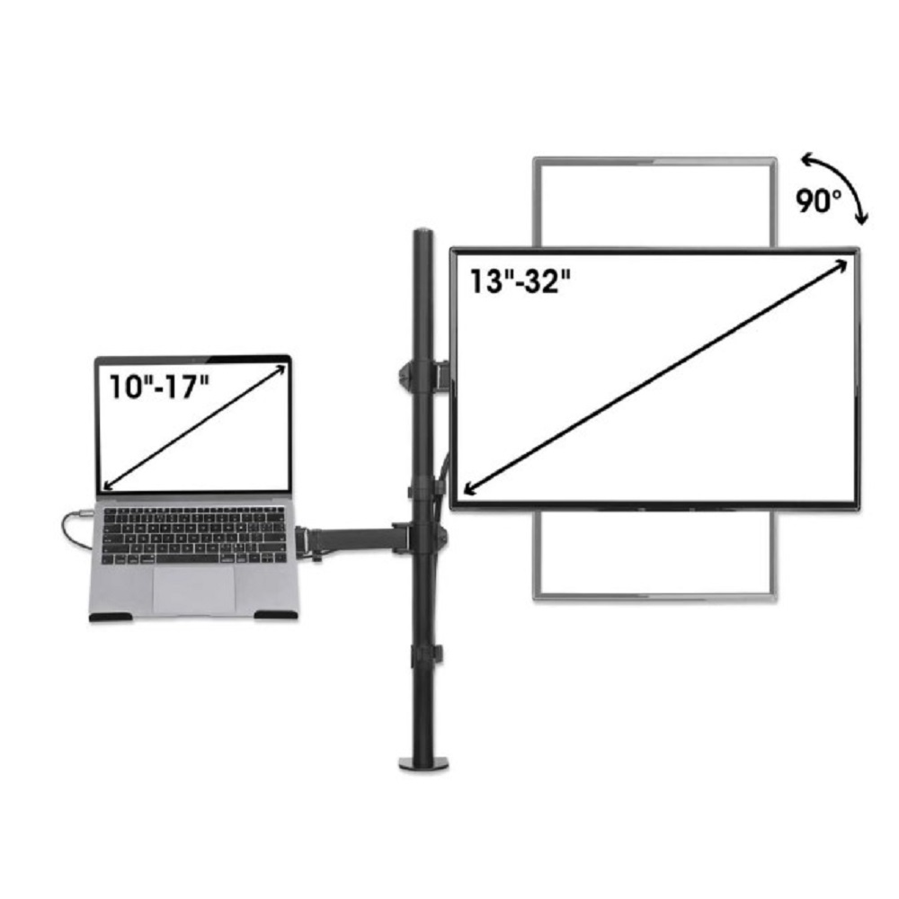 SOPORTE 2 EN 1 PARA MONITOR Y LAPTOP 13-32' Y LAPTOP DE 10 A 17' CON BRAZO ARTICULADO ERGONÓMICO - 3