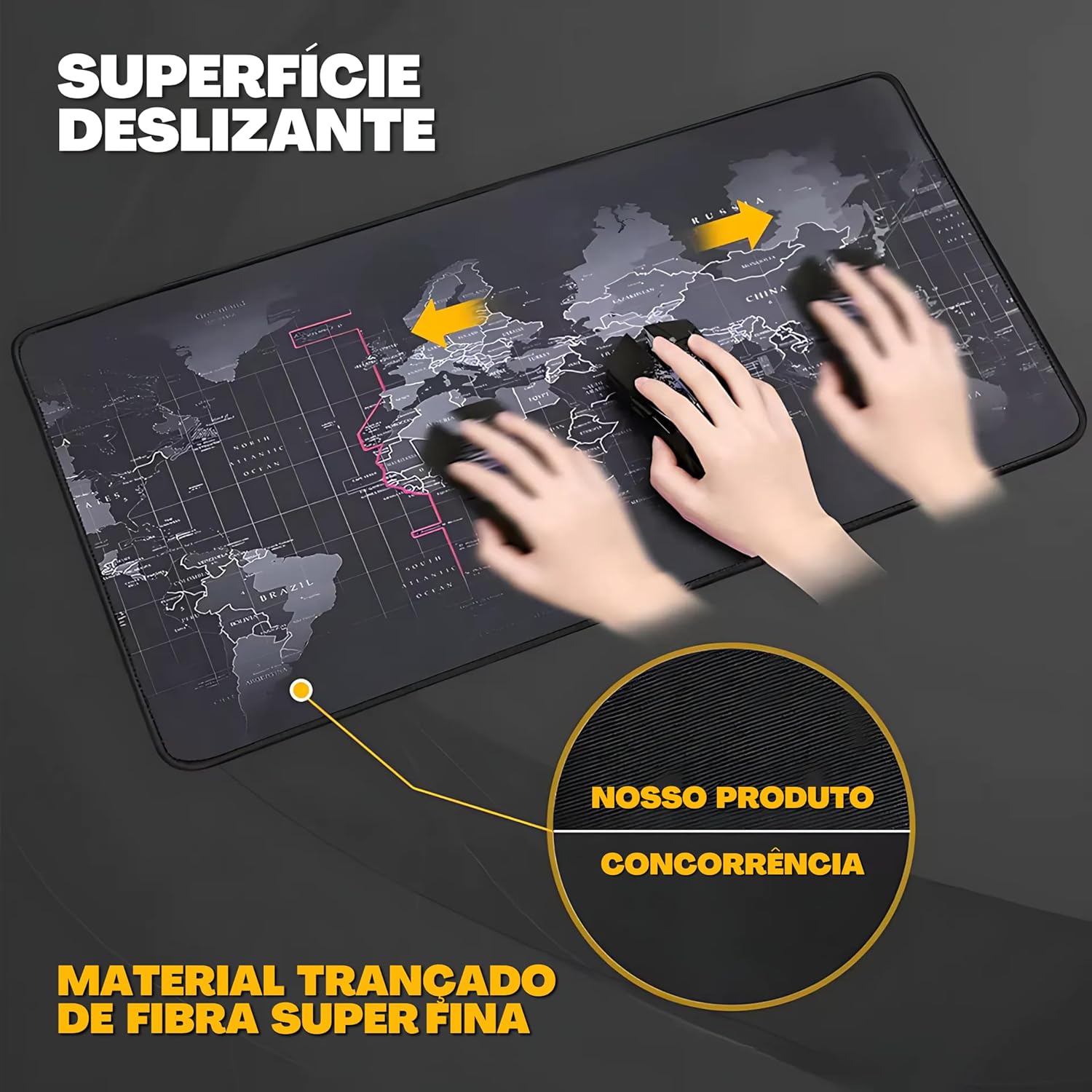 PAD MOUSE GAMER 80×30 -ALFOMBRILLA MAPAMUNDI ANTIDESLIZANTE - 5