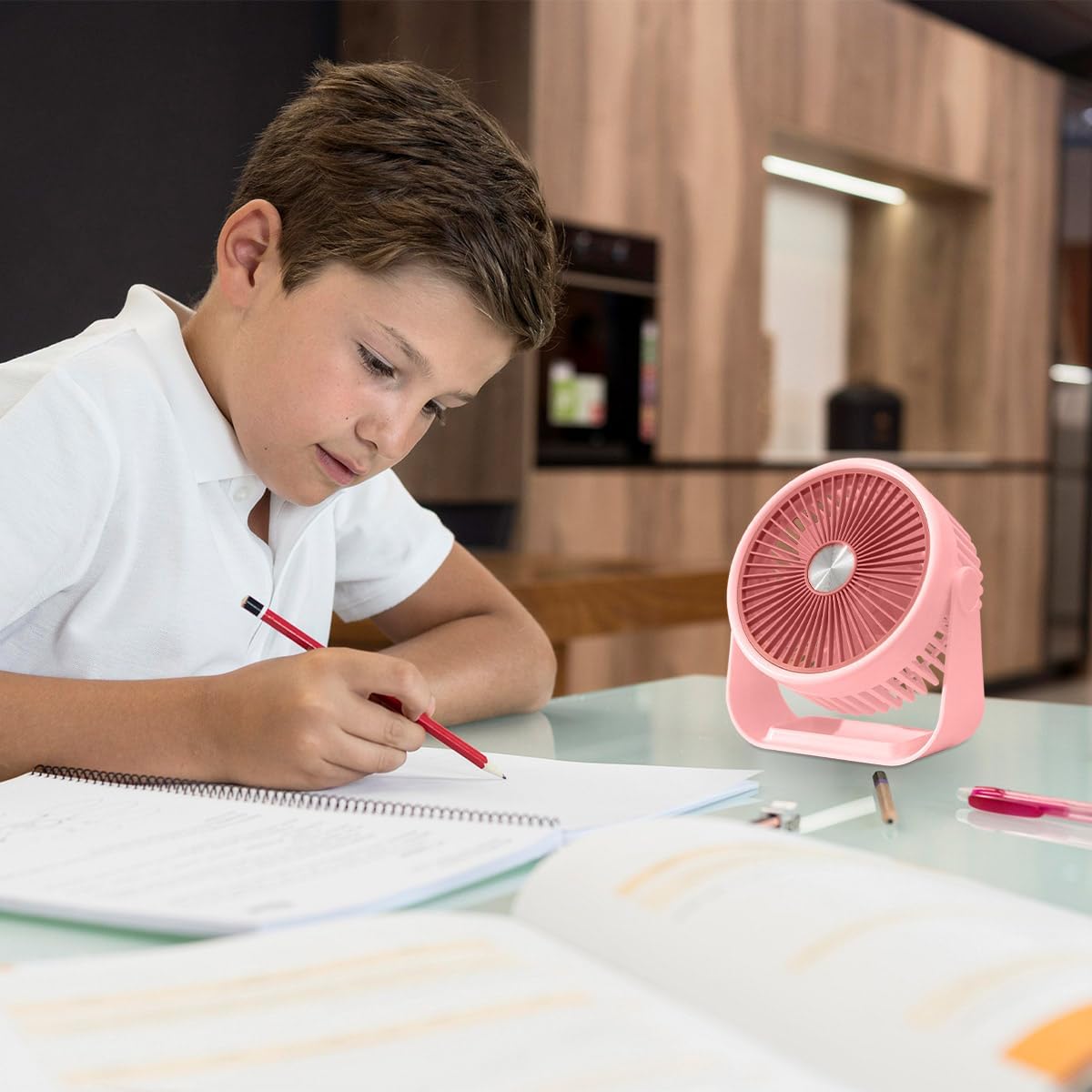 VENTILADOR PORTATIL PARA ESCRITORIO USB RECARGABLE 3 VELOCIDADES - 5