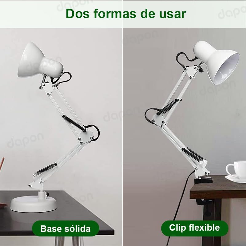 LÁMPARA DE ESCRITORIO CON BRAZO AJUSTABLE DE METAL PARA MESA - 3