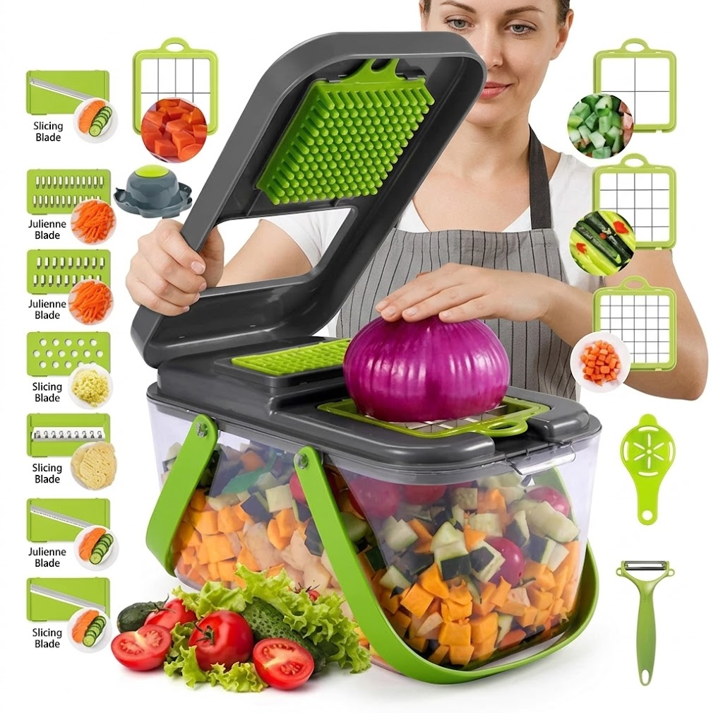 PICADOR DE VERDURAS ALIMENTOS FRUTAS RALLADOR CORTADOR - 1
