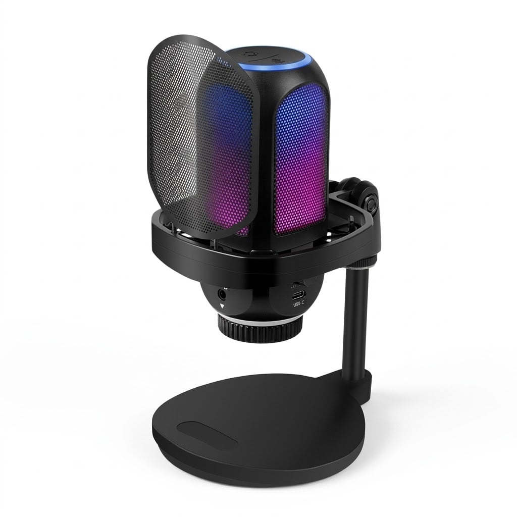 MICRÓFONO CONDENSADOR RGB SONIDO DE ALTA CALIDAD STREAMING GRABACIÓN - 1