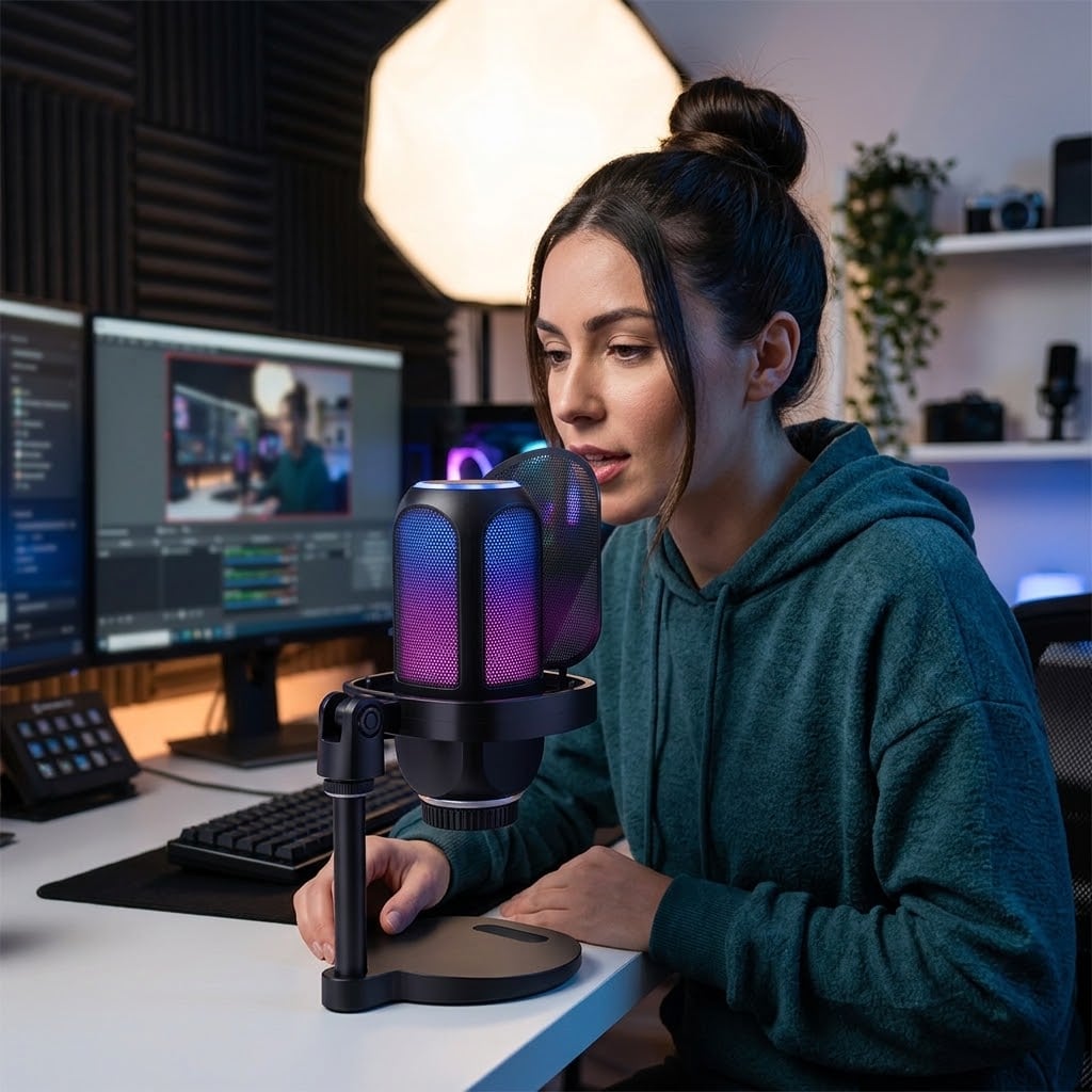 MICRÓFONO CONDENSADOR RGB SONIDO DE ALTA CALIDAD STREAMING GRABACIÓN - 2