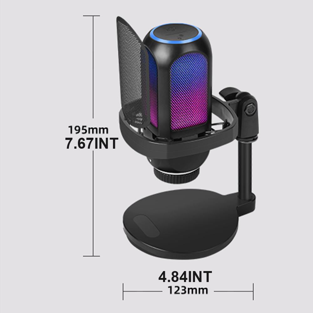 MICRÓFONO CONDENSADOR RGB SONIDO DE ALTA CALIDAD STREAMING GRABACIÓN - 3