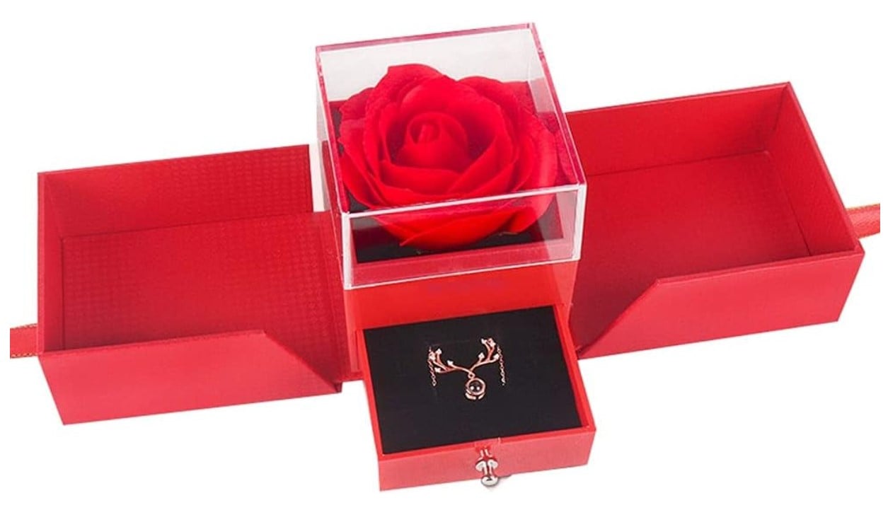 CAJA DE ROSA ETERNA PARA JOYERÍA - 1
