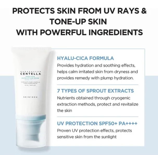 SKIN1004 SUN SERUM SPF50+ PROTECTOR SOLAR CON ACIDO HIALURÓNICO 50ML - 3