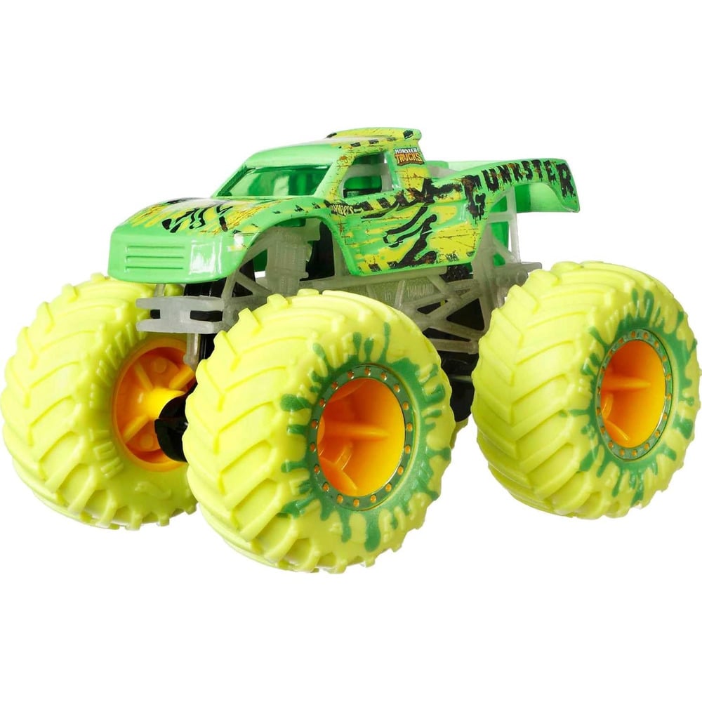 HOT WHEELS MONSTER TRUCKS CON 5 CAMIONES Y 5 AUTOS QUE BRILLAN EN LA OSCURIDAD - 4