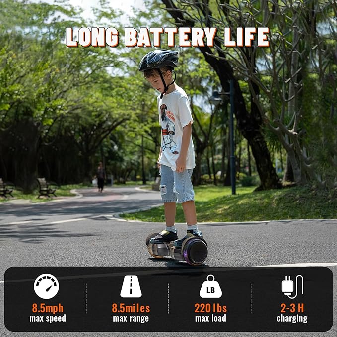 SCOOTER ELECTRICO LED Y MUSICA SMART BALANCE MONOPATIN HOVERBOARD | NEGRO - 3