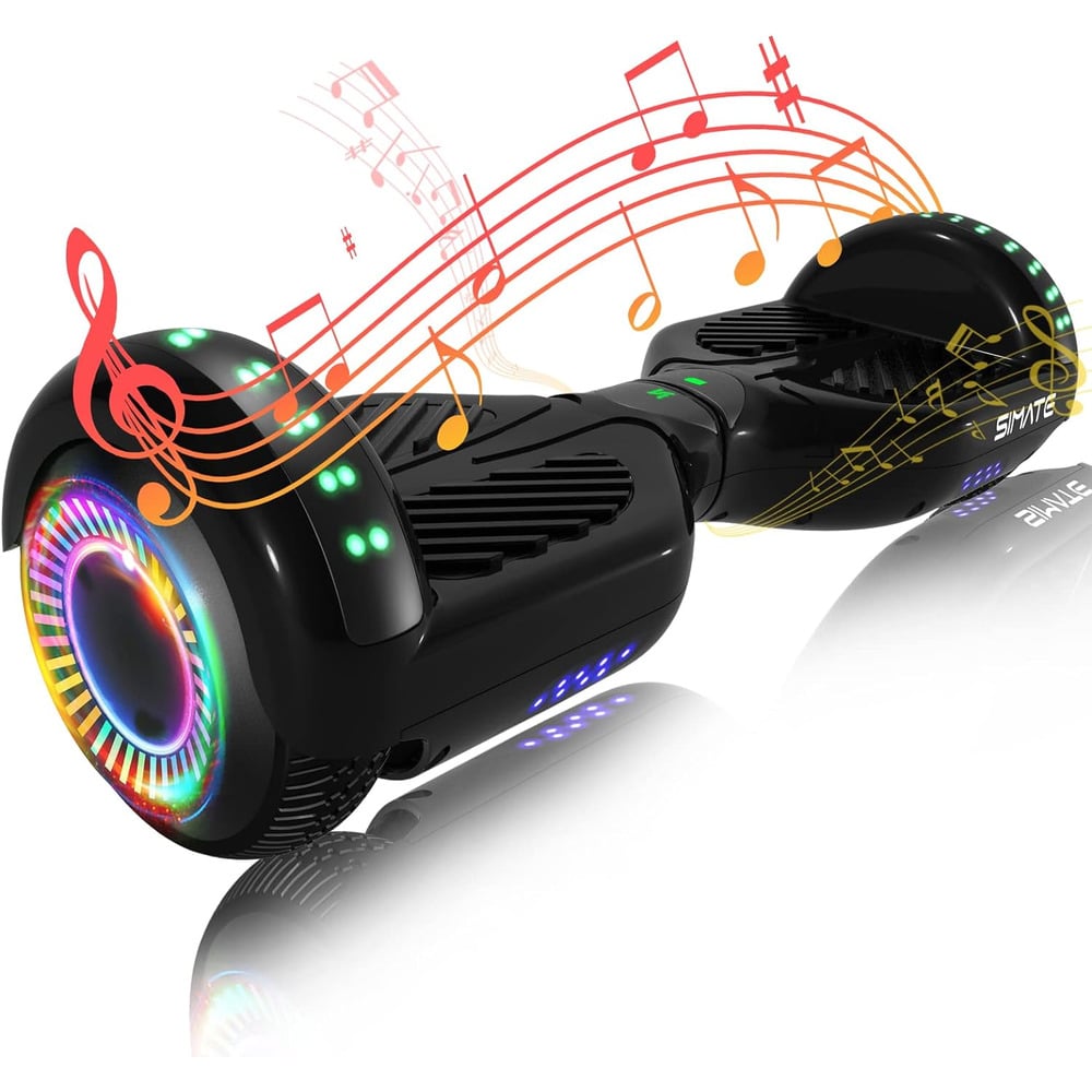 SCOOTER ELÉCTRICO LED Y MÚSICA SMART BALANCE HOVERBOARD SIMATE NEGRO - 1