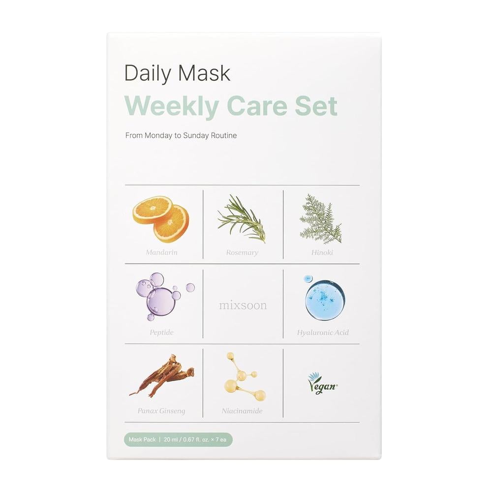 MIXSOON SET MASCARILLAS FACIALES SEMANALES 7 UN – KOREA SKIN CARE - 1