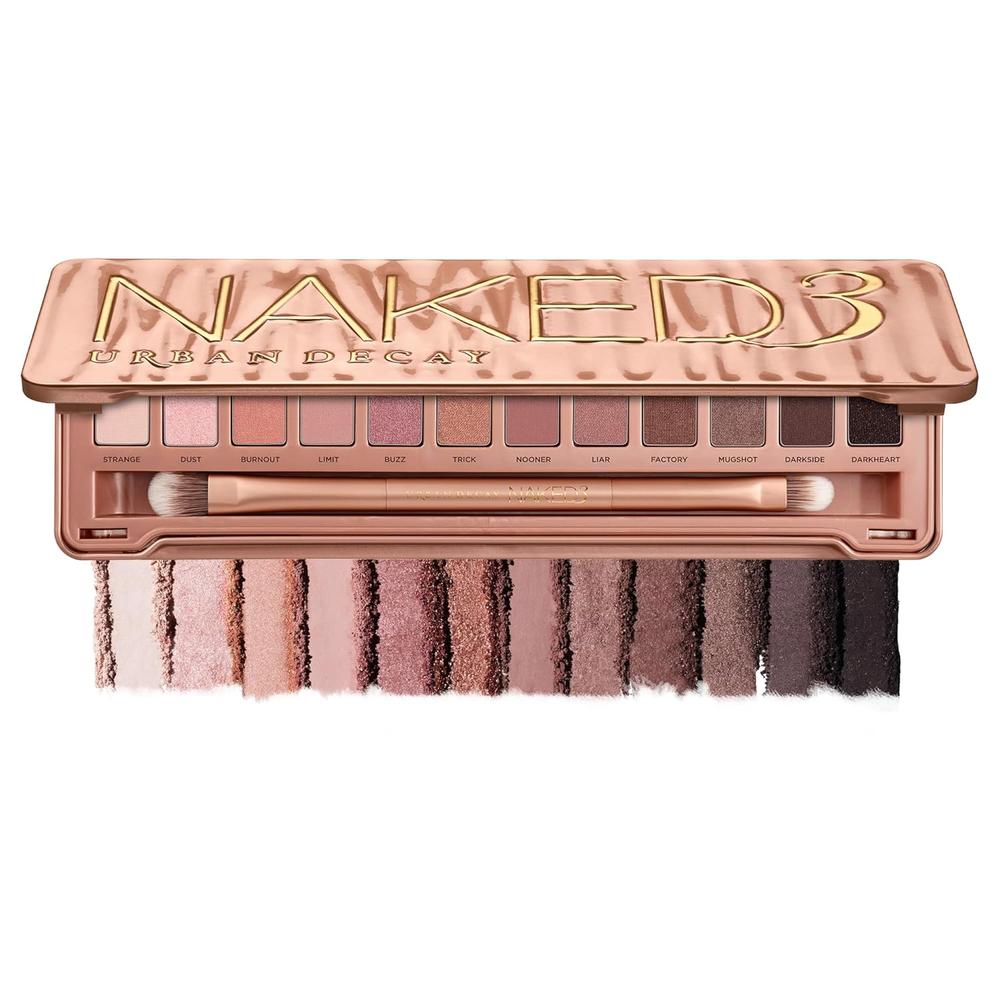 URBAN DECAY NAKED3 PALETA 12 SOMBRAS ROSAS NEUTRAS CON PINCEL - 1