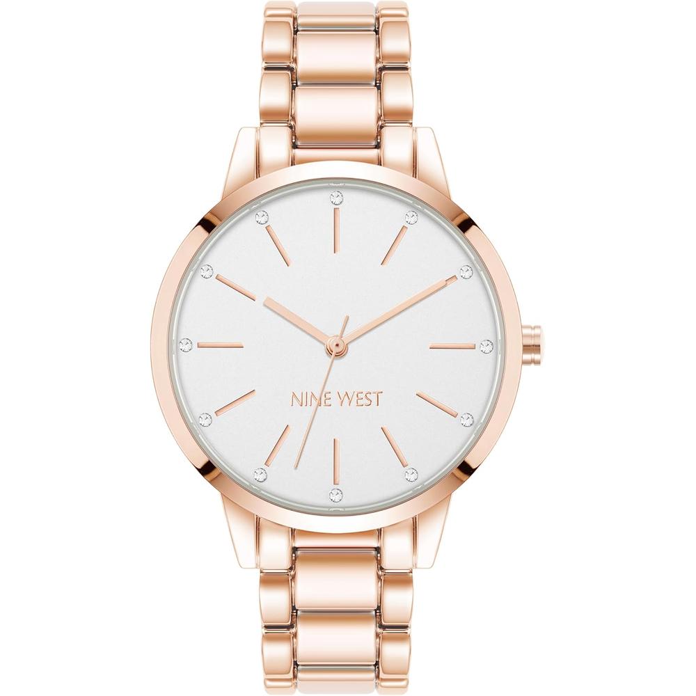 NINE WEST NW/2098CHGB RELOJ ELEGANTE PARA DAMA CON ESFERA FLORAL | ORO ROSA - 2