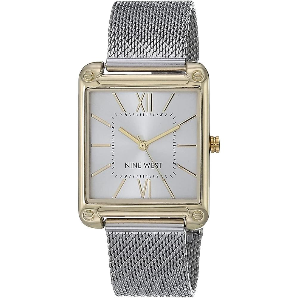 NINE WEST NW/2090CHGB RELOJ FEMENINO CON CORREA TIPO MALLA | PLATEADO/ORO - 2