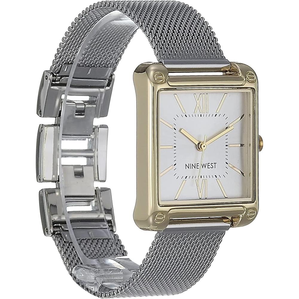 NINE WEST NW/2090CHGB RELOJ FEMENINO CON CORREA TIPO MALLA | PLATEADO/ORO - 4