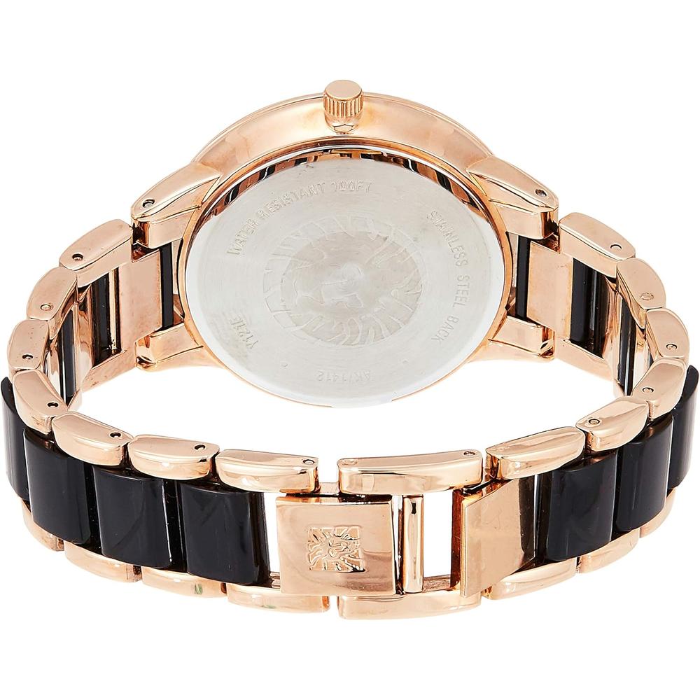 ANNE KLEIN AK/1413LBSV RELOJ PARA MUJER CON PULSERA DE RESINA | NEGRO/ORO ROSA - 3