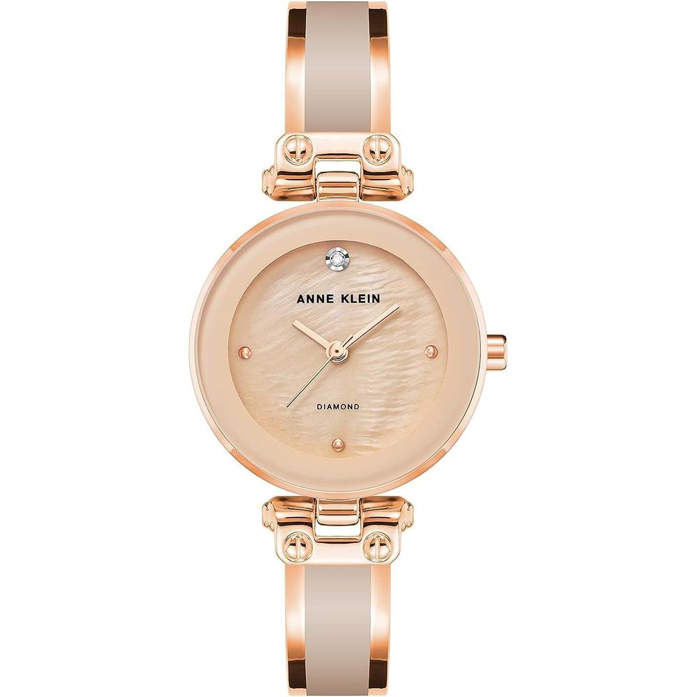 ANNE KLEIN AK/1980BKGB RELOJ PARA MUJER CON DIAMANTE Y PULSERA TIPO BRAZALETE | ROSADO/ORO ROSA - 1