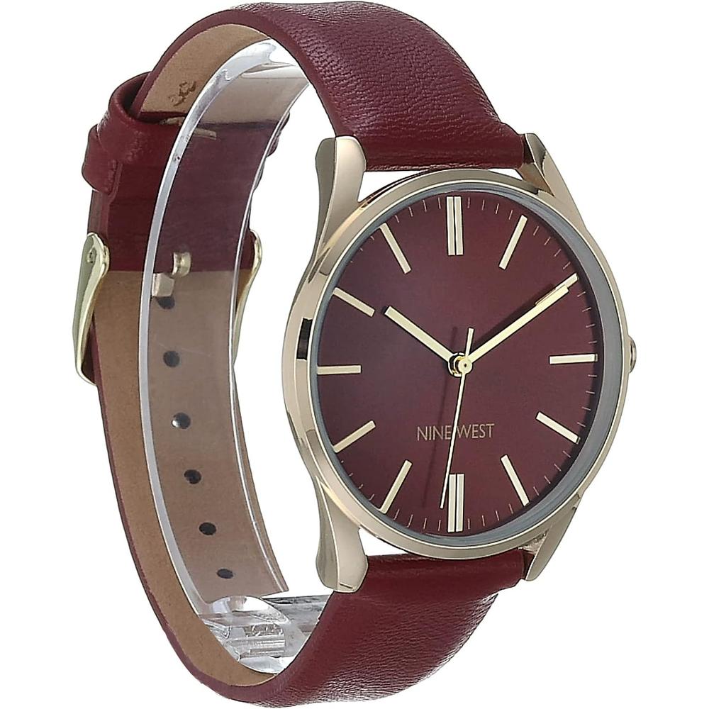 NINE WEST NW/1995SVBK RELOJ ELEGANTE CON CORREA | BORGOÑA/ DORADO - 4