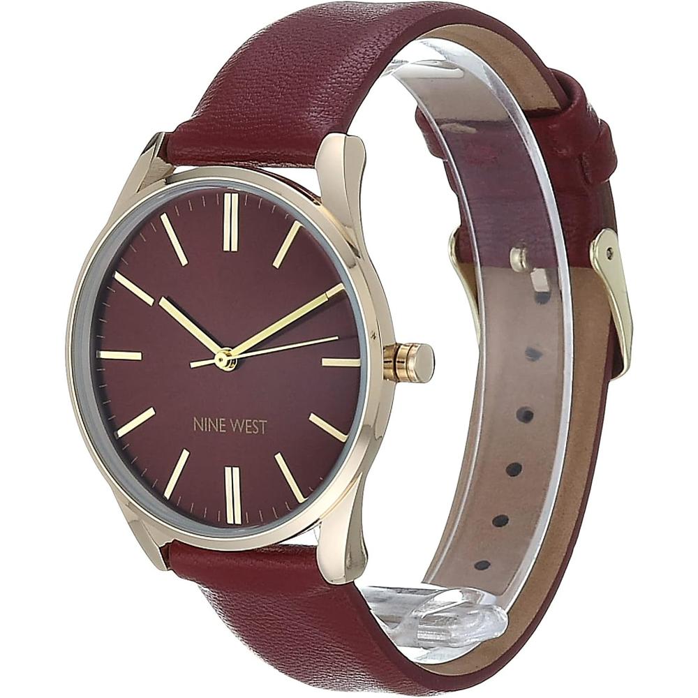 NINE WEST NW/1995SVBK RELOJ ELEGANTE CON CORREA | BORGOÑA/ DORADO - 5