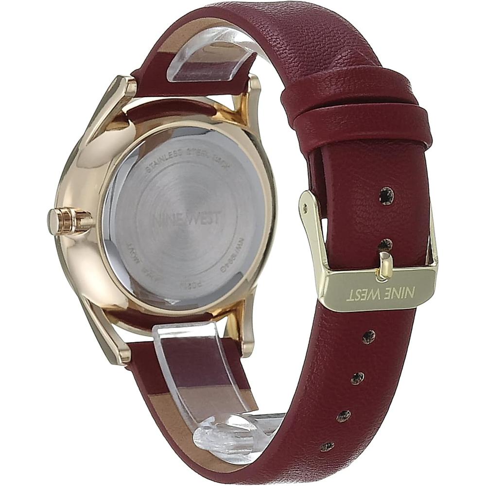 NINE WEST NW/1995SVBK RELOJ ELEGANTE CON CORREA | BORGOÑA/ DORADO - 6