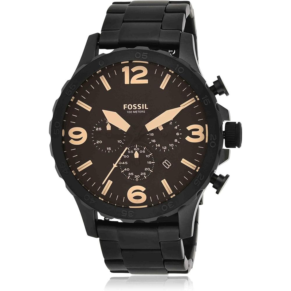 FOSSIL JR1401 RELOJ PARA HOMBRE NATE CRONÓGRAFO DE ACERO INOXIDABLE | NEGRO/MARRON - 3