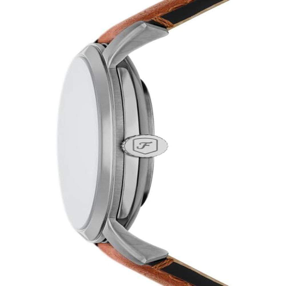FOSSIL FS5459 RELOJ MINIMALISTA DE CUARZO PARA HOMBRE CON CORREA DE CUERO | CUERO MARRÓN/PLATA/AZUL - 2
