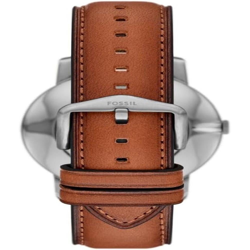 FOSSIL FS5459 RELOJ MINIMALISTA DE CUARZO PARA HOMBRE CON CORREA DE CUERO | CUERO MARRÓN/PLATA/AZUL - 3