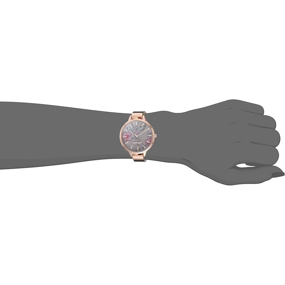 NINE WEST NW-2044FLBY RELOJ CON ESFERA DECORADA Y CORREA LISA PARA MUJER | GRIS/ORO ROSA - 4